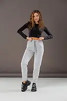 Жіночі спортивні штани сірі двонитка меланж