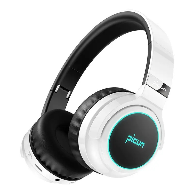 Бездротові навушники Picun B26 Bluetooth з функцією плеєра та RGB підсвічуванням White (3_01907)