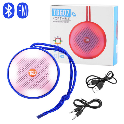 Міні портативна Bluetooth колонка TG-607 Синя (радіо, флешка, блютуз)