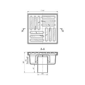 Трап ANIplast з вертикальним випуском 50 мм, з неіржавкою решіткою 15х15 см TA5212EU, фото 2