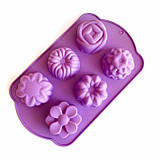 Силіконові формочки для тістечок, кексів, мафінів, капкейків, тортів, 26х17 см. квіти, фото 3
