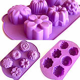 Силіконові формочки для тістечок, кексів, мафінів, капкейків, тортів, 26х17 см. квіти, фото 4