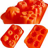 Силіконові формочки для тістечок, кексів, мафінів, капкейків, тортів, 26х17 см. квіти, фото 7