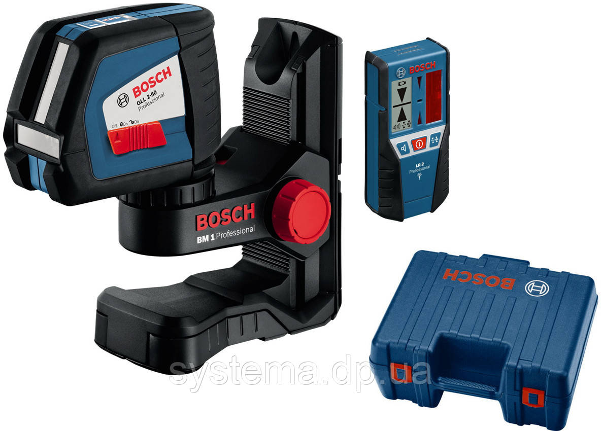 BOSCH GLL 2-50 + BM1 + LR2 + кейс Professional - Автоматичний лінійний лазерний нівелір (лазерний рівень)