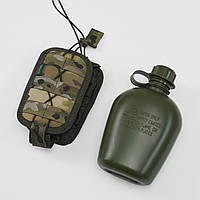 Подсумок с флягой военный UATAC Multicam 1000D, сумка навесная армейская, тактическая фляга с чехлом на MOLLE