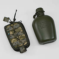 Подсумок с флягой для ВСУ UATAC Pixel mm14, сумка навесная армейская, тактическая фляга с чехлом на MOLLE