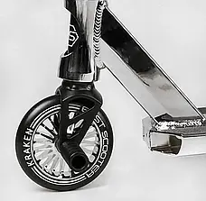 Анодований трюковий самокат срібний Кракен Best Scooter HIC, Пеги, алюмінієвий диск і дека, фото 6