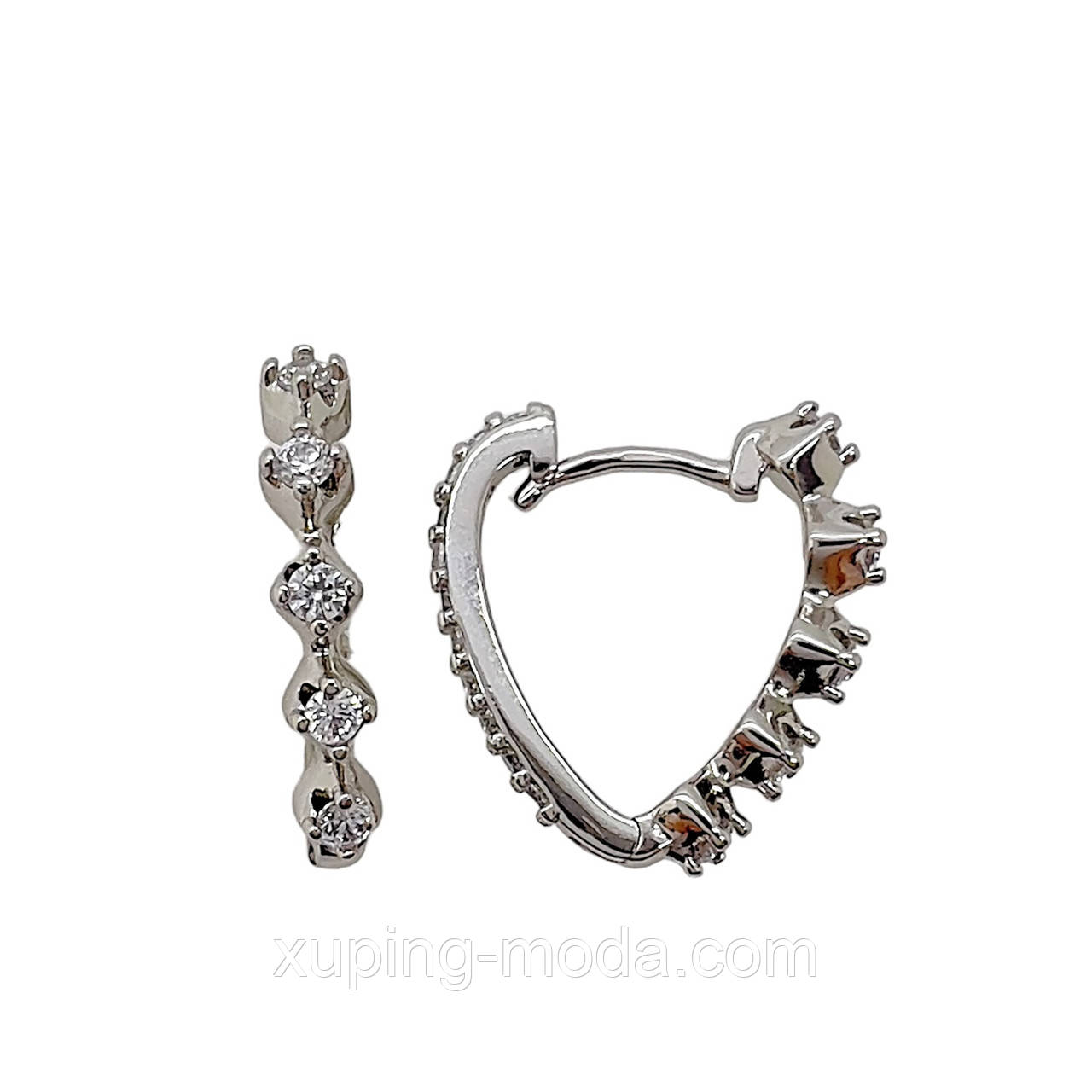 Жіночі сережки xuping. 20х2 мм. Родій, фото 1