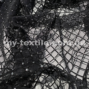 Сітка принт Флок трикутник 2 см з люрексом Чорний