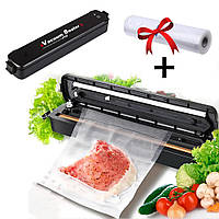 Домашний Вакууматор Vacuum Sealer, Черный + Подарок Вакуумные пакеты 5 м х 20 см / Упаковщик вакуумный для еды