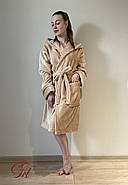Халат з мікрофібри Велсофт Бежевий, розмір M 46-48 /довжина 120 см, фото 2
