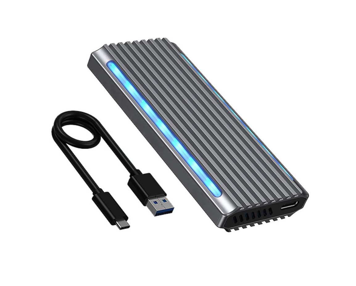 Зовнішня кишеня для M2 SSD NVMe (PCIe) / NGFF (Sata) USB 3.1 Gen 2 Type-C Shuole M4DP RGB
