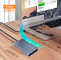 Зовнішня кишеня для M2 SSD NVMe (PCIe) / NGFF (Sata) USB 3.1 Gen 2 Type-C Shuole M4DP RGB, фото 4