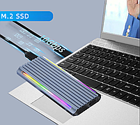 Зовнішня кишеня для M2 SSD NVMe (PCIe) / NGFF (Sata) USB 3.1 Gen 2 Type-C Shuole M4DP RGB, фото 8