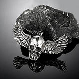 Чоловічий жіночий кулон ланцюжок череп із крилами прикрашання біжутерія хром, фото 4