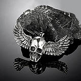 Чоловічий жіночий кулон ланцюжок череп із крилами прикрашання біжутерія хром, фото 2