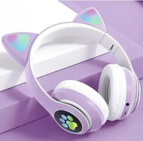 Бездротові навушники з вушками та підсвіткою фіолетові