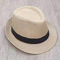 Літній солом'яний капелюх трилбі беж  56-58р (957)