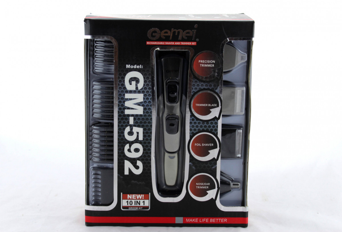 Набір для стрижки волосся 10в1 GM 592, акумуляторна, фото 1