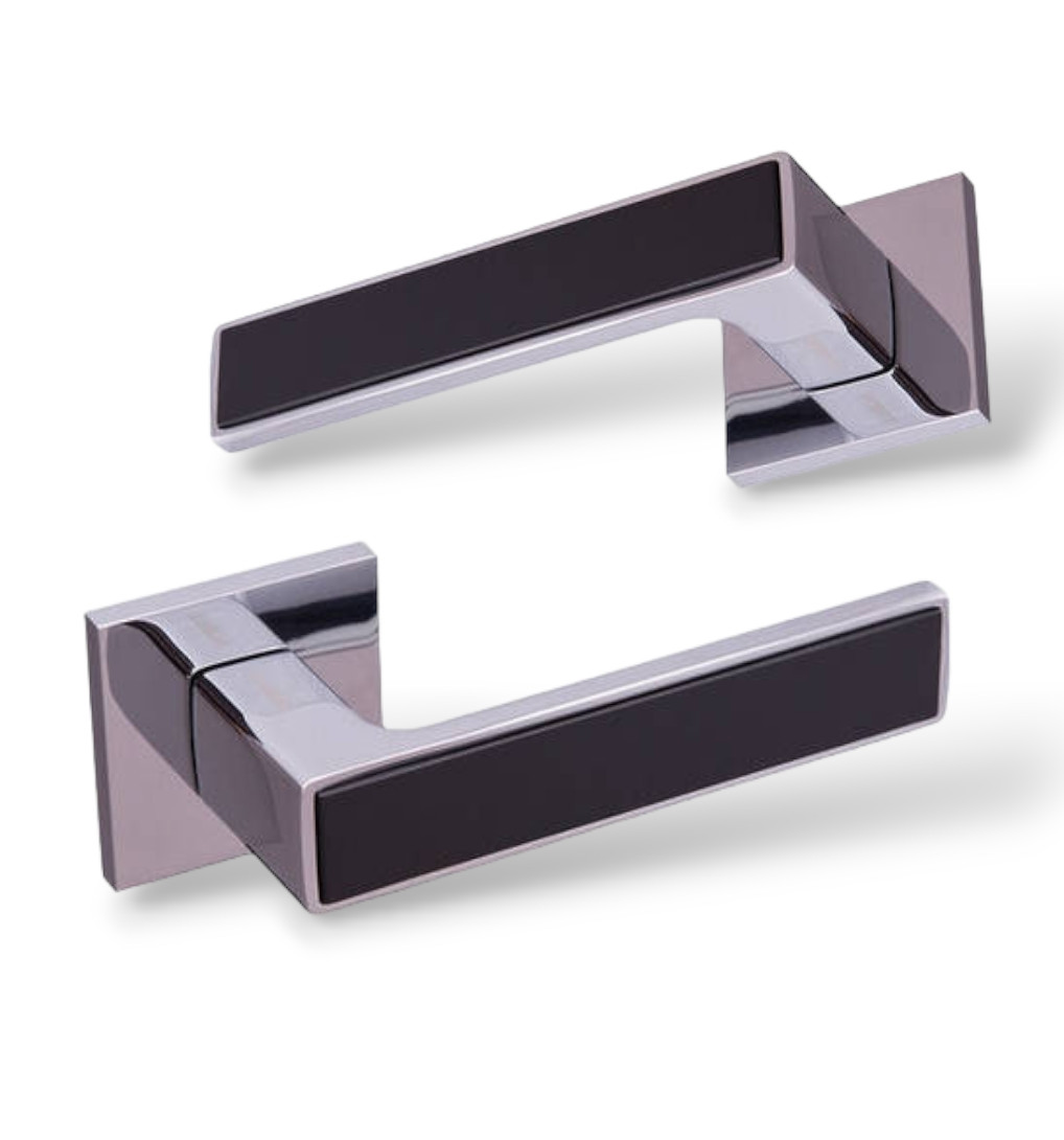 Ручки для дверей Гаврош/ Gavroche NIKEL Z25 CP/Black полірований хром з чорною вставкою, фото 1