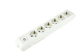 Колодка ДЕКО 6 гнізда із заземленням і кнопкою