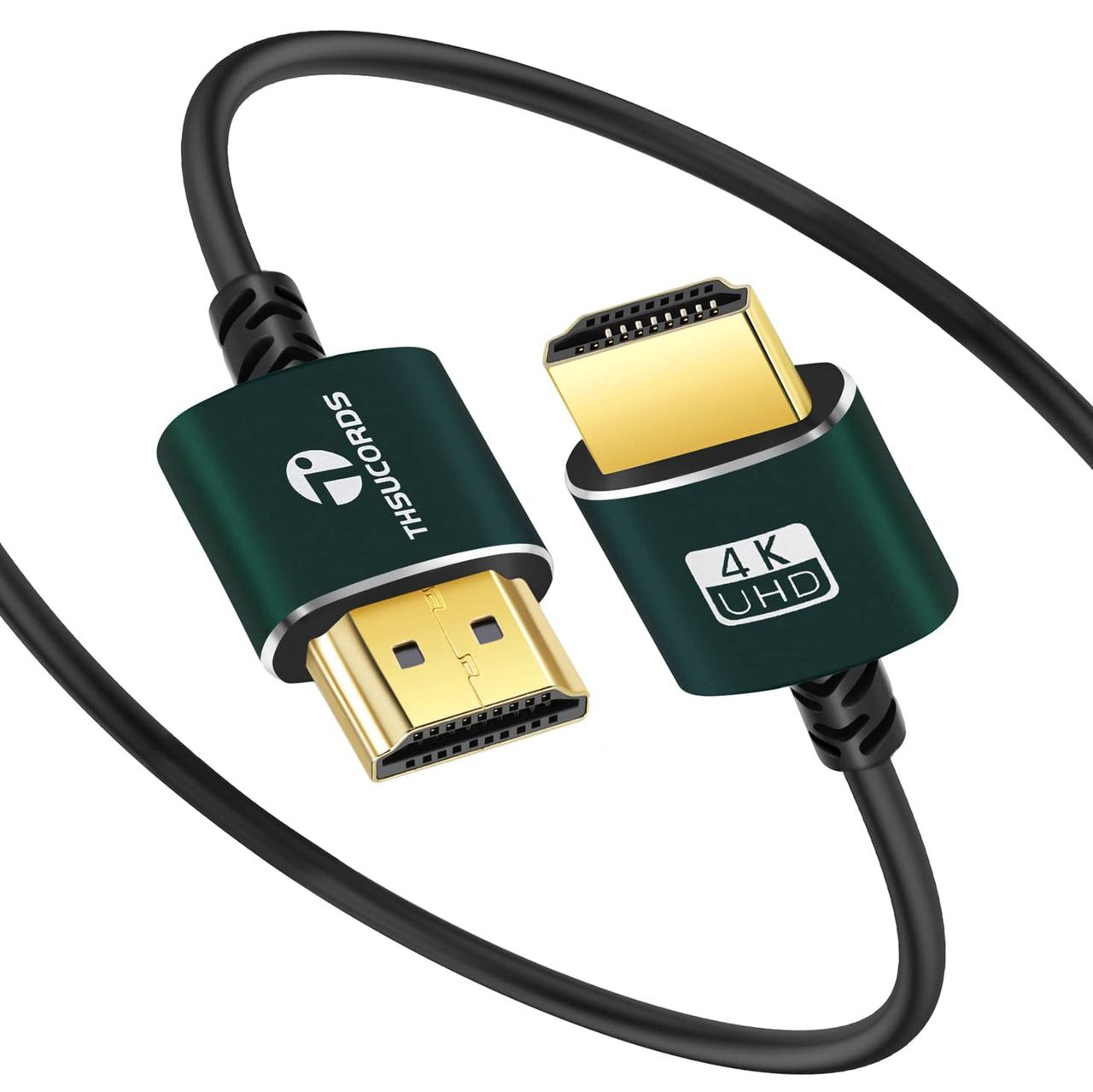 1шт 10мThsucords Тонкий кабель HDMI 1FT, ультрам'який і тонкий шнур HDMI до HDMI, надзвичайно гнучкий і худий провід HDMI підтриму, фото 1