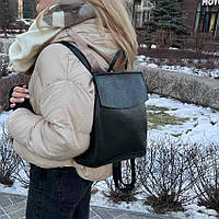 Черная кожаная сумка рюкзак трансформер через плечо, Женский модный рюкзак черного цвета из натуральной кожи