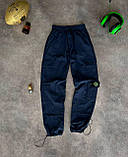 Чоловічі штани карго ОВЕРСАЙЗ на затяжках Stone Island M1576 темно-сині, фото 5