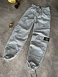Чоловічі штани карго ОВЕРСАЙЗ на затяжках Stone Island M1579 сірі XL, фото 4