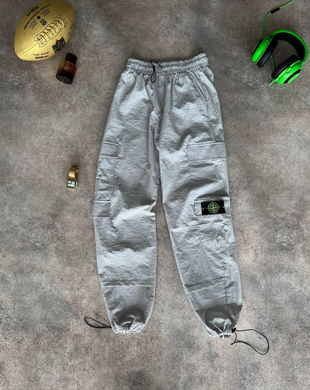 Чоловічі штани карго ОВЕРСАЙЗ на затяжках Stone Island M1579 сірі XL, фото 1