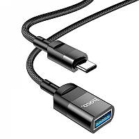 Перехідник HOCO U107 Type-C to USB3.0 female OTG cable 3A 1.2m Black (6931474761934)