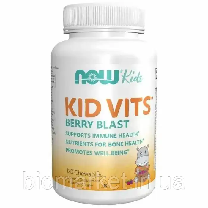 Вітаміни та мікроелементи для дітей 120табл. NOW Foods, Berry Blast.
