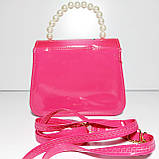 Дитяча сумочка лакова малинова кошенята з довгою та короткою ручками, фото 2