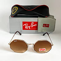 Очки Солнцезащитные Рей Бен Ray Ban Octagonal RB1972 44 Коричневые Золото (Osale)