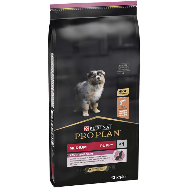 Сухий корм для цуценят середніх порід схильних до алергії Purina Pro Plan (Пуріна Про План) Medium Puppy з лососем (12 кг), фото 1