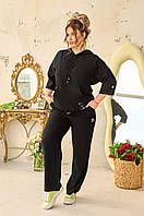 Спортивный летний костюм женский кофта и брюки Ткань лен жатка Размер 46-48,50-52,54-56,58-60,62-64,66-68