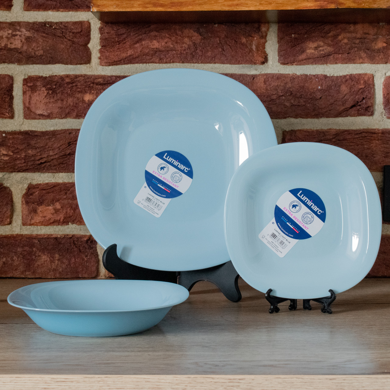 Набір квадратних тарілок Luminarc Carine light blue 18 предметів у тих тарі Блакитний