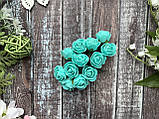 Троянди латексні ( з ФОМа, фоамирана), 2 см діаметр, 12 шт. кольору темня мята на стеблі, фото 3