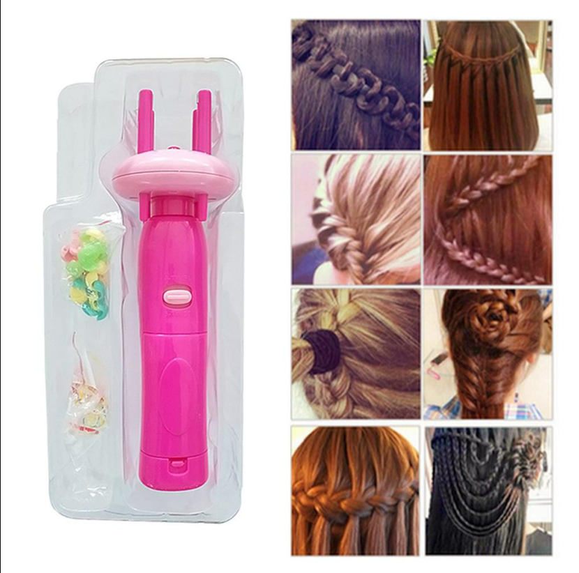 Електрична машинка пристрій для плетіння косичок Braid X-press — BX-2540, рожева