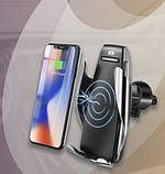 Автомобільний тримач сенсорний Penguin Smart Sensor — S-5, чорний, QI з бездротовою зарядкою 10 W, фото 4