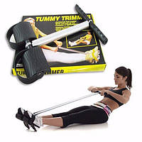 Домашний тренажер - эспандер с пружиной для мышц груди, пресса, рук и ног Tummy Trimmer - TV-113, чёрный