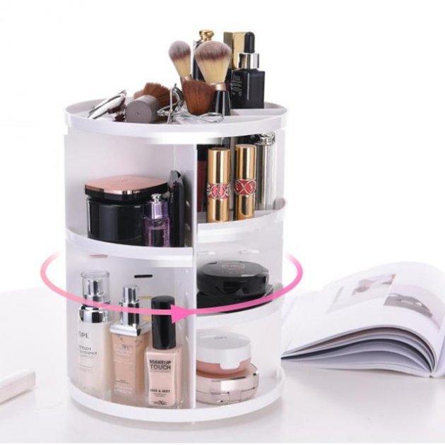 Органайзер для косметики обертовий 360° Rotation Cosmetic Organizer (рожевий, білий, чорний) — TV-40, фото 1