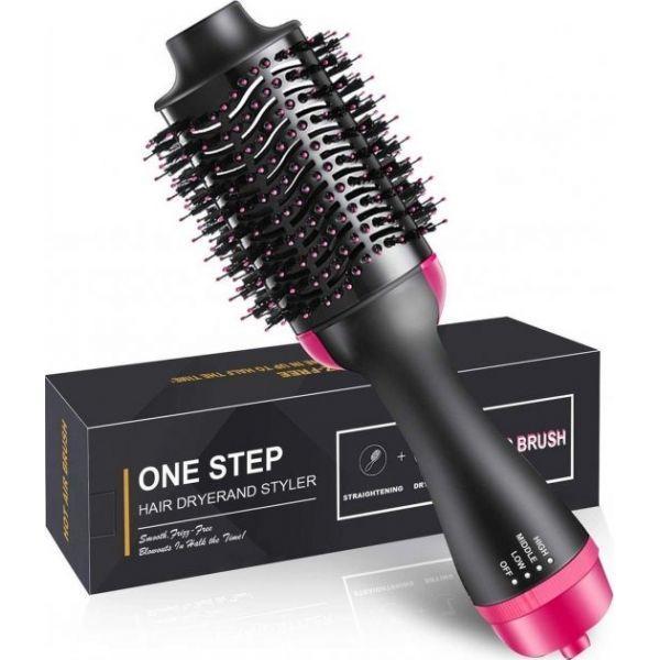 Керамічна фен щітка стайлер для укладання волосся 3в1 One Step Hair Dryer and Styler — TV-87, чорна