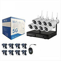 Комплект камер відеоспостереження бездротовий 5g SX-08 kit 1080p wifi 5G на 8 камер у наборі