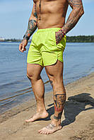 Модные молодежные пляжные стильные купальные шорты, Плавательные мужские салатовые летние шорты - плавки