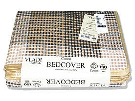 Покривало Vladi бавовняне літнє карта 140*200 полуторне біло-пісочно-дим оптом