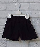 Детские черные короткие шорты с карманами пояс на резинке, трикотажные шортики для детей
