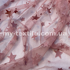 Сітка принт Флок зірки Турція Пудра