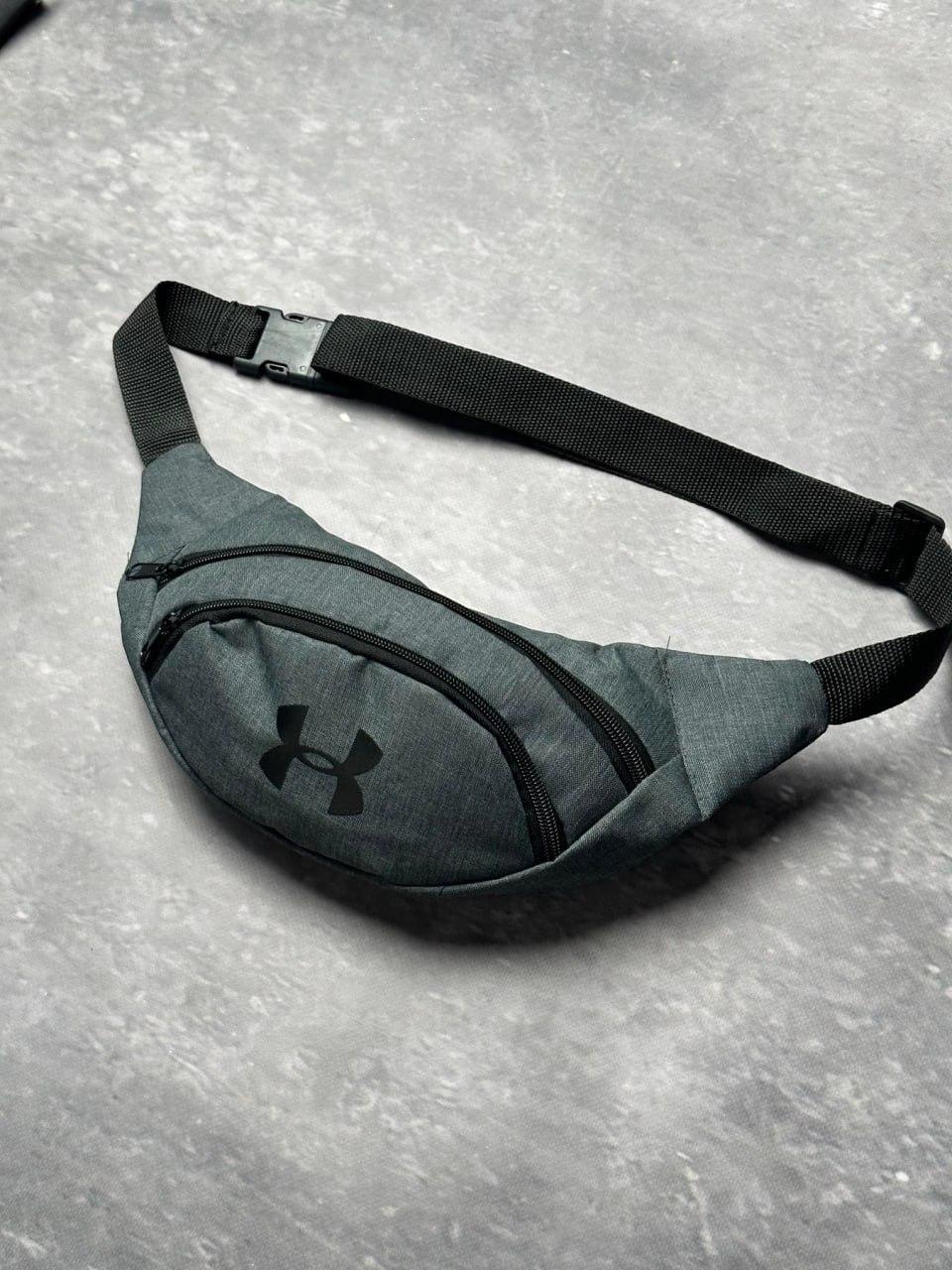 Бананка поясна under armour чоловіча жіноча темно-сіра сумка через плече сумка спортивна андер армор