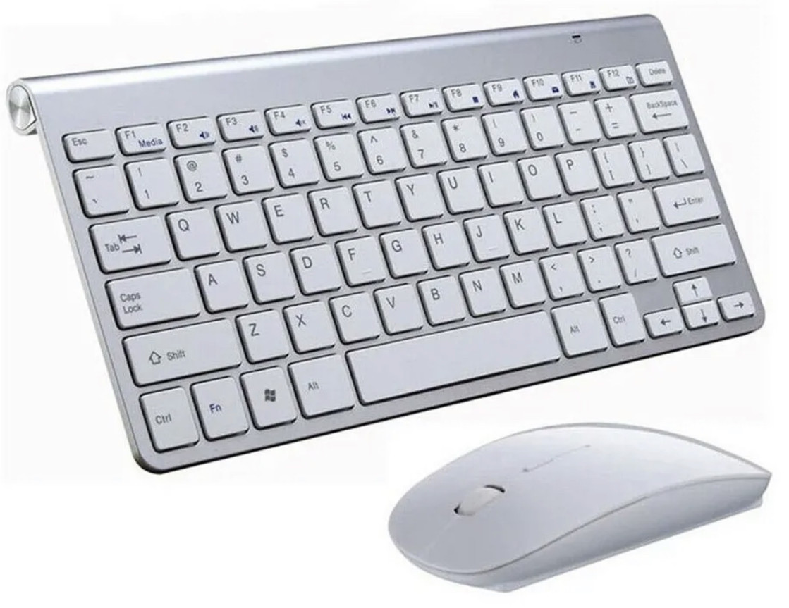 Комплект Бездротова клавіатура та миша Weibo WB-8066 для планшета або ПК Silver Eng, фото 1